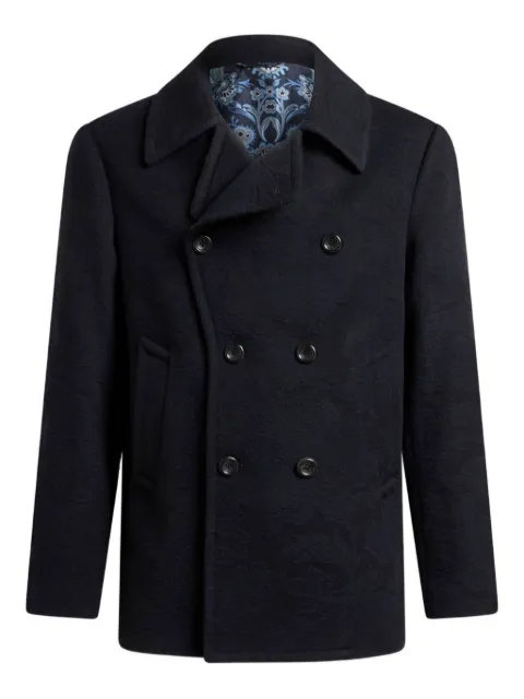 ETRO jacquard double-breasted peacoat Blue MRBA008399TJ242