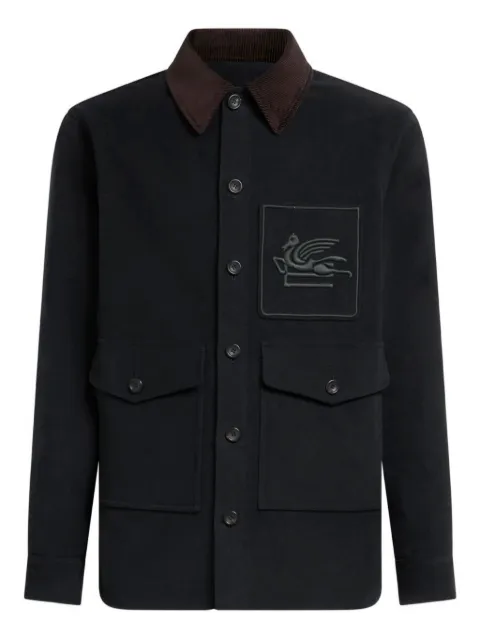 ETRO Pegaso corduroy-collar jacket Black MRBA008199TU5M0