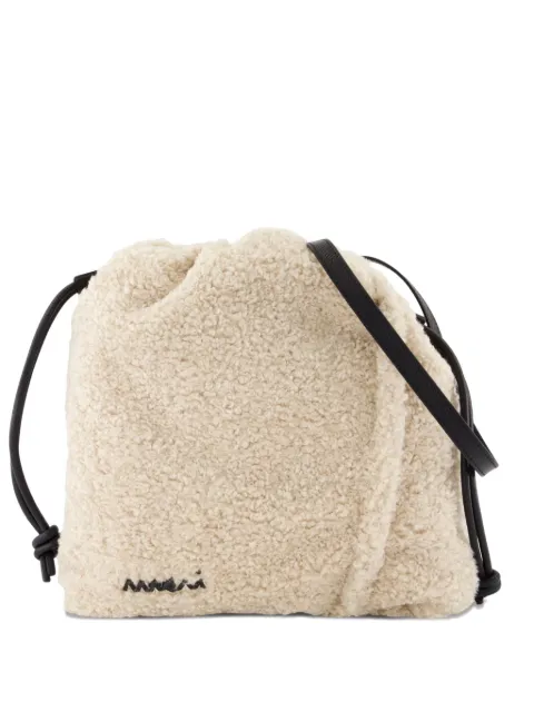 Marni faux-shearling drawstring crossbody bag White SBMQ0119Q1P867700W11