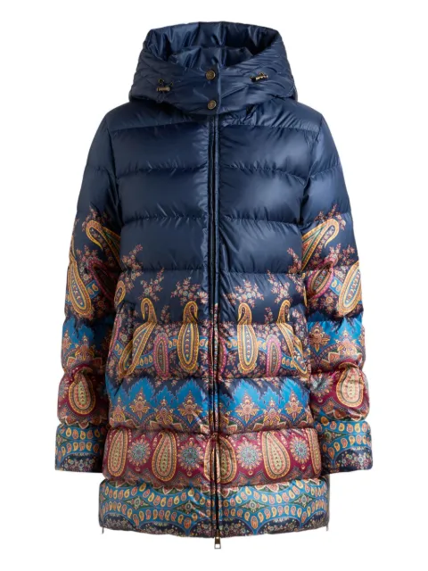 ETRO down jacket with hood and placed print Blue WRBB001999SPSE1