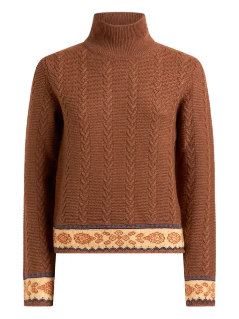 ETRO cable-knit patterned sweater Brown WRKE0323AV713