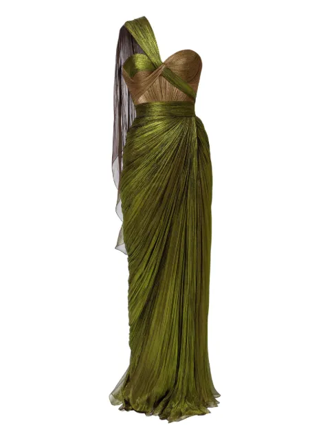 Iris Serban draped one-shoulder dress Green CELINNE
