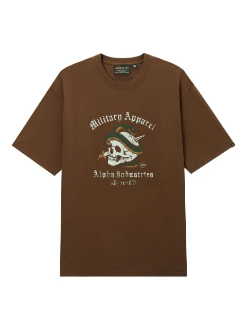 Alpha Industries skull graphic T-shirt Brown A5XTEM000040O