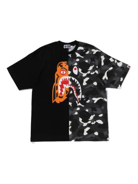 A BATHING APE® tiger shark camo T-shirt Black 0ZXTEM301091P