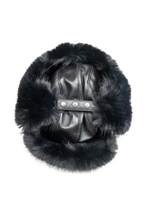 Vaquera leather faux fur-trimmed hat Black VAQ10K816