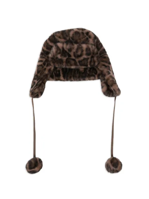 Gotha pompom-detail leopard-pattern beanie Brown LUW5CHAPKALPRD