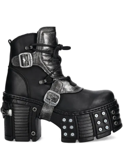 NEW ROCK 120mm buckle platform boots Black MTM004