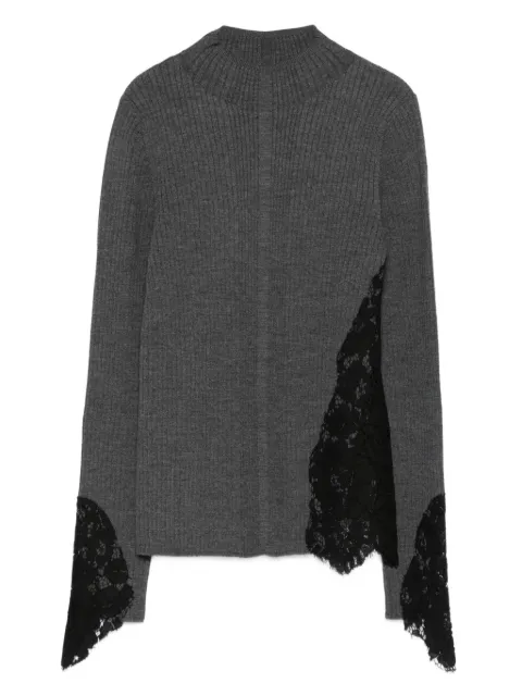 PINKO Samoa lace-detail ribbed sweater Grey 105565A2S3K07