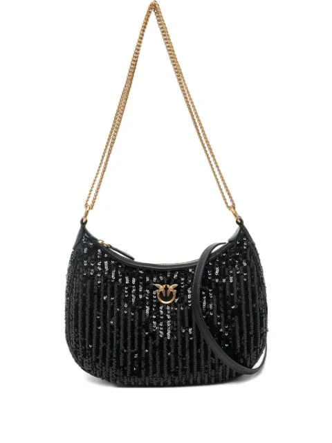 PINKO mini Half Moon sequinned shoulder bag Black 105916A2WCZ99Q