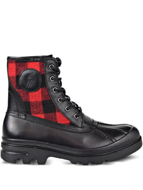Polo Ralph Lauren lace-up plaid-panel boots Black 812710924001