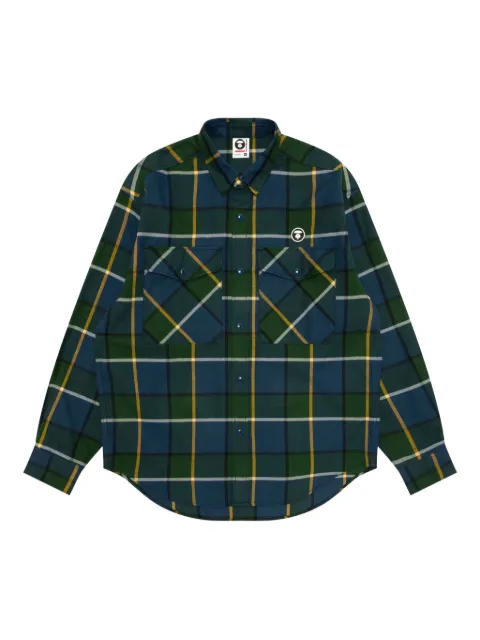 AAPE BY *A BATHING APE® plaid logo-patch shirt Blue AAPSTM8543XXP