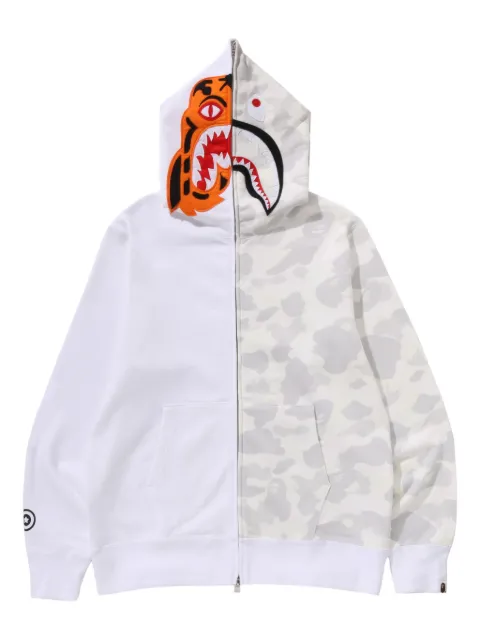 A BATHING APE® tiger shark zip-up hoodie White 001ZPL801009M