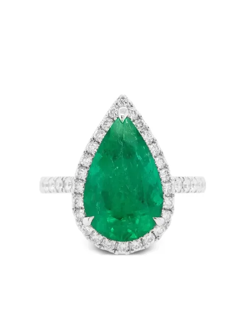 HYT Jewelry 18K white gold diamond and emerald ring White R710HR