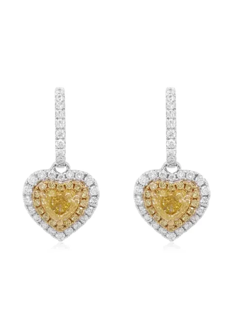 HYT Jewelry 18K yellow and white gold Heart diamond earrings White E394HR
