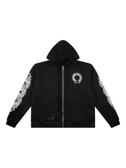Chrome Hearts horseshoe-print zip-up hoodie Black CHRM0146