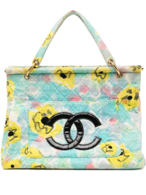 CHANEL Pre-Owned pile enamel multicolor floral print tote bag Blue CHANELCLOUDMULTICOLORTOTE