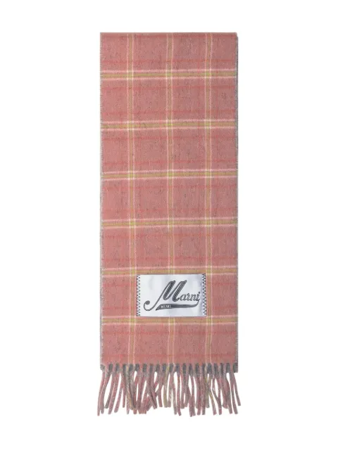 Marni checked fringed scarf Pink SCMC0144Y0UAW060