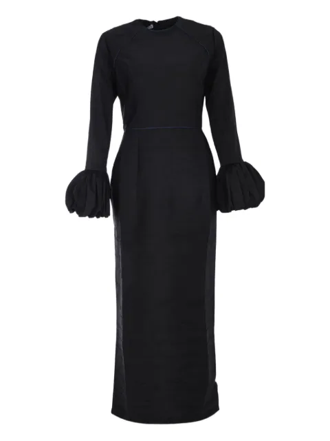 Baruni Talia ruffle-cuffs maxi dress Black FW2512BK