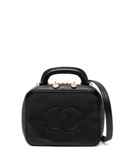 CHANEL Pre-Owned Black Caviar "Lunch Box" Vanity Timeless Logo Bag Black CHANELMINIBLACKVANITY