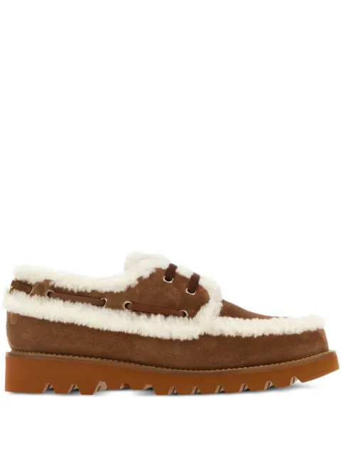 Valentino Garavani shearling-trimmed suede loafers Brown WS0MW8WNM