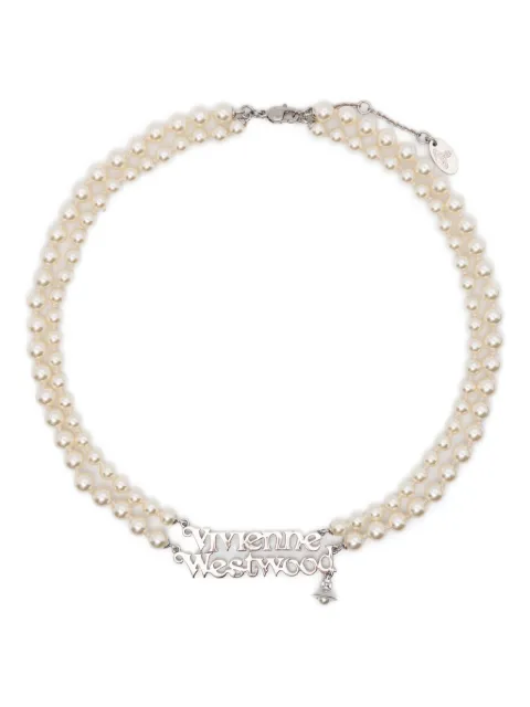 Vivienne Westwood Amelia logo-plaque necklace Silver 6301013XP118
