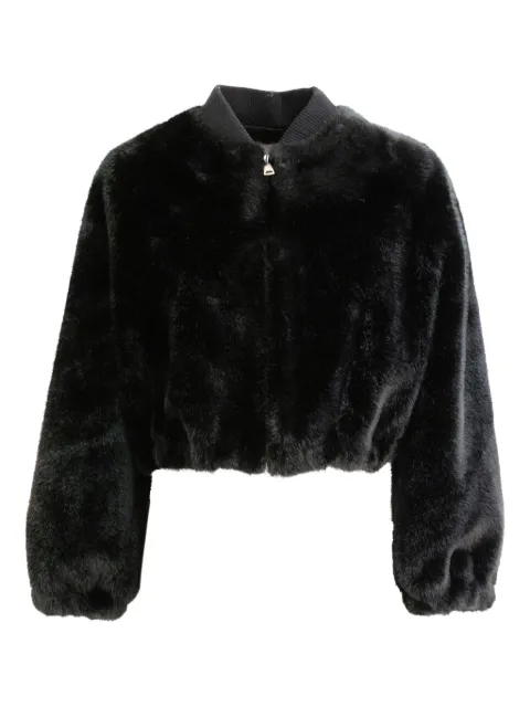 VALENTINI 1972 long-sleeve faux-fur bomber jacket Black 3114