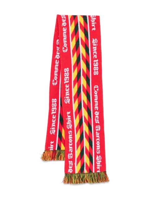 Comme Des Garçons Shirt chevron-pattern fringed scarf Red FPK402W25