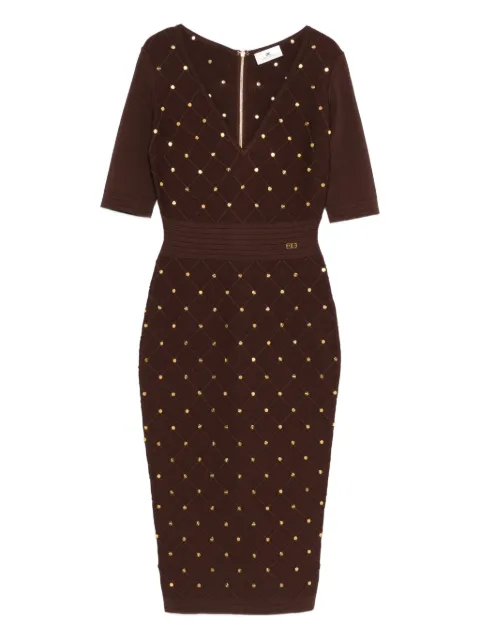 Elisabetta Franchi V-neck embellished dress Brown AM26S57E2