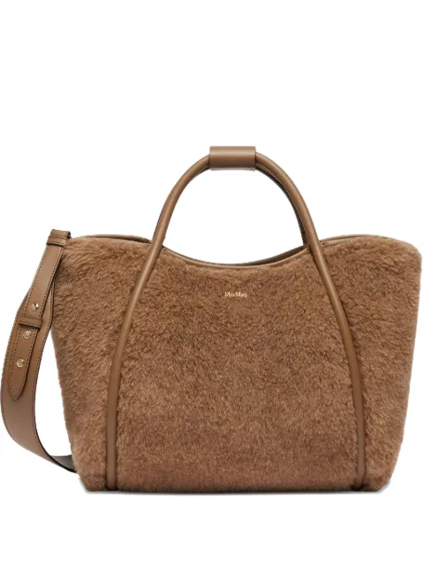 Max Mara shearling leather-trimmed handbag Brown 2524516102600