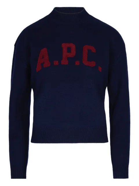 A.P.C. logo-embroidered turtleneck sweater Blue WVBDKF23464