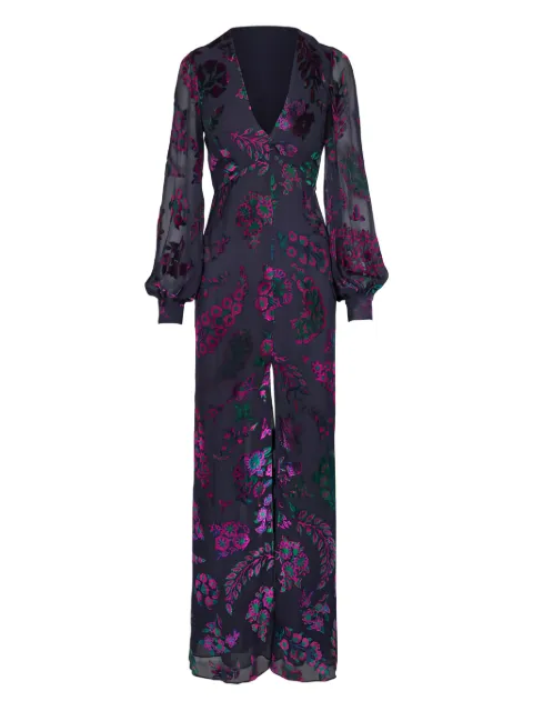 ETRO floral-velvet maxi dress Blue WRHA043999SADG2X0888