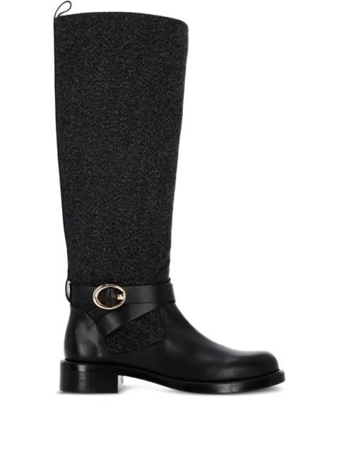 Stuart Weitzman buckle-detail tweed boots Black SM399FAMBLK