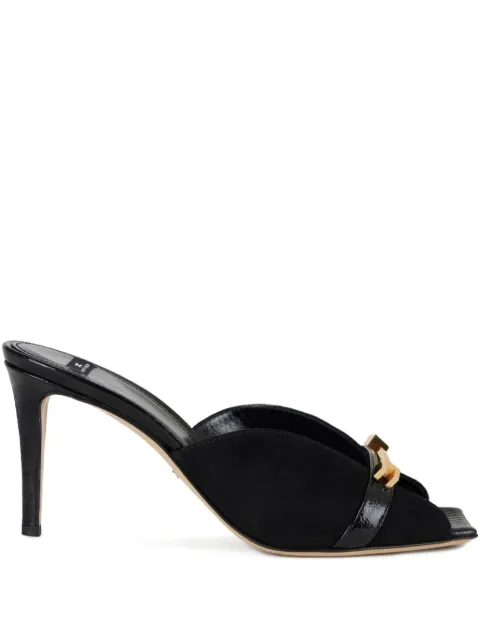 Elisabetta Franchi Riviera suede mules with jeweled logo Black SA70L50EC