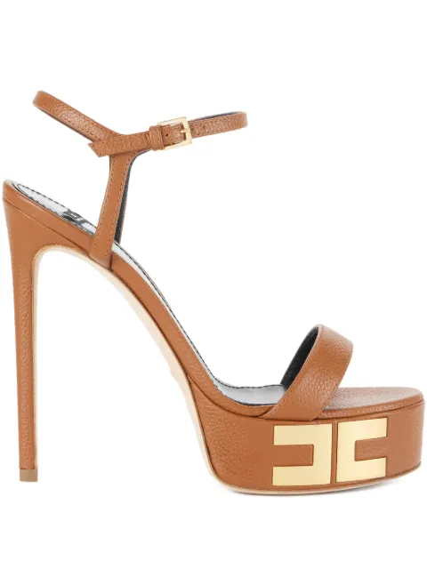 Elisabetta Franchi Vertigo leather platform sandals Brown SA46L50EC
