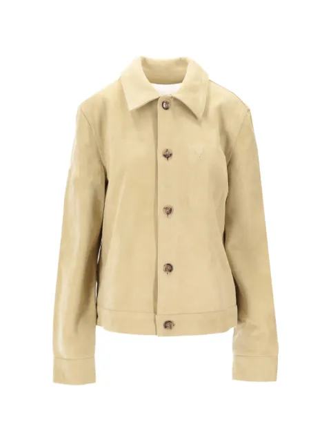 AMI Paris buttoned leather jacket Neutrals HJK243LH0059