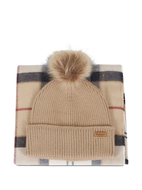 Barbour pompom-detail beanie-scarf set Neutrals LGS0054BE31