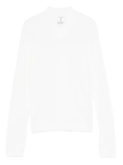 Casablanca v-neck long-sleeve t-shirt White WAW25KW115102