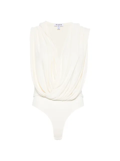 Alaïa hooded viscose bodysuit Neutrals AA9B0426J090C