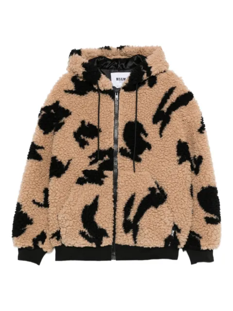 MSGM rabbit-print hooded jacket Brown 3940MH27257650