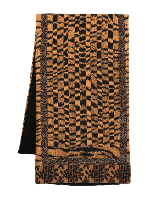 Pierre-Louis Mascia tiger-stripe lace-panelled scarf Yellow ALOEUW065X190D