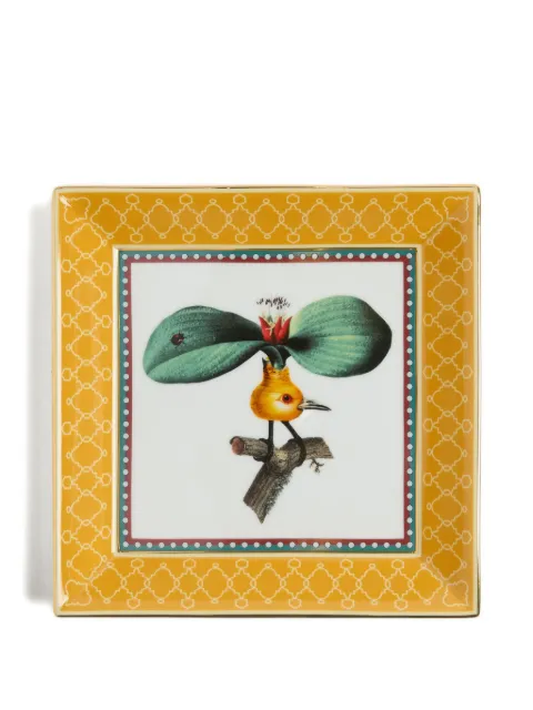 La DoubleJ square-shape printed trinket tray (21cm x 21cm) Yellow TRI0007CER001LEF01YE09
