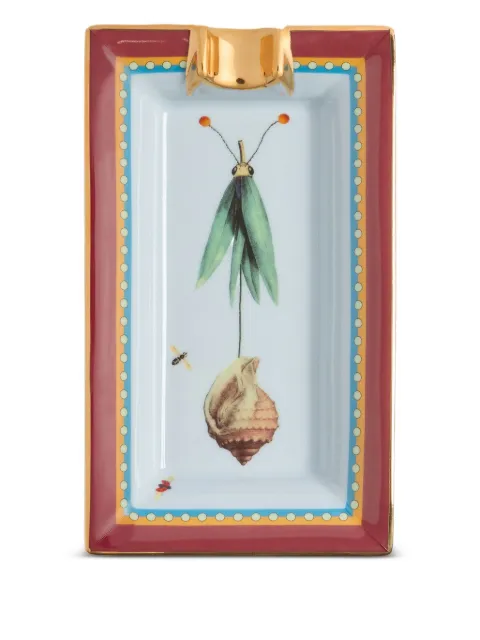 La DoubleJ leaf trail rectangular-shape incense holder (18cm x 11cm) Blue TRI0012CER001LET01BU01