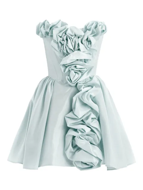 POST MERIDIEM corset ruffled mini dress Blue MINIDRESSWITHCORSETANDGATHERING