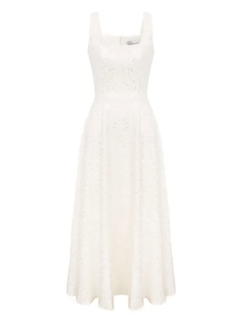 POST MERIDIEM sequin-embellished midi dress Neutrals CLARTMIDIDRESSEMBROIDEREDWITHSEQUINSANDBEADS