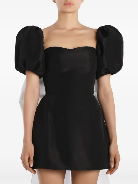 POST MERIDIEM puff-sleeve bow mini dress Black BOWBACKJUMPSUITDRESS