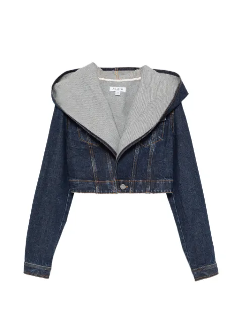 Alaïa cropped hooded denim jacket Blue AA9V0306D014C