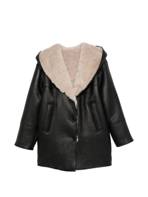 Alaïa hooded shearling coat Black AA9M1123L034C