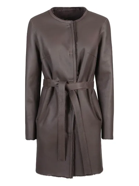 Desa 1972 sheepskin belted coat Brown K14663