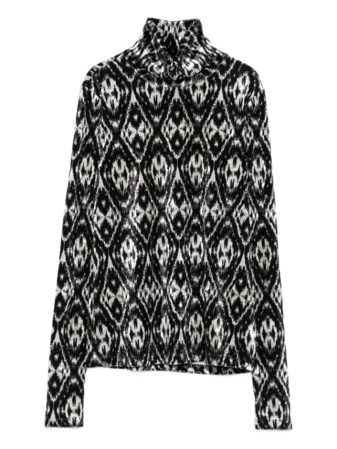 Pierre-Louis Mascia ikat-pattern turtleneck top Black RANATSDO12351