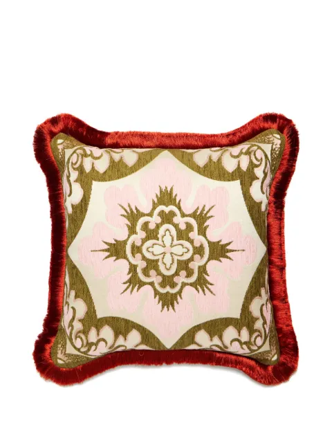 La DoubleJ floral fringed cushion (50cm x 50cm) Neutrals CUS0032JCQ120PAL01PI20